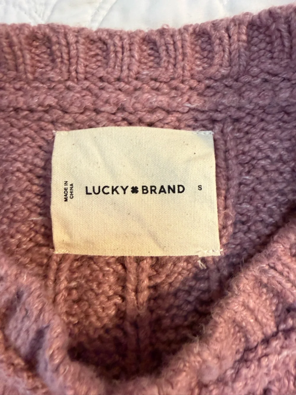 Lucky Brand Crew Neck Cable Knit Sweater in Dusty Rose - Picture 2 of 4